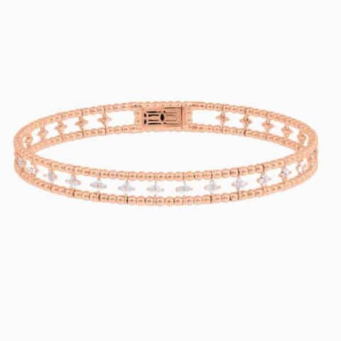 two row beaded flexible bangle rose gold