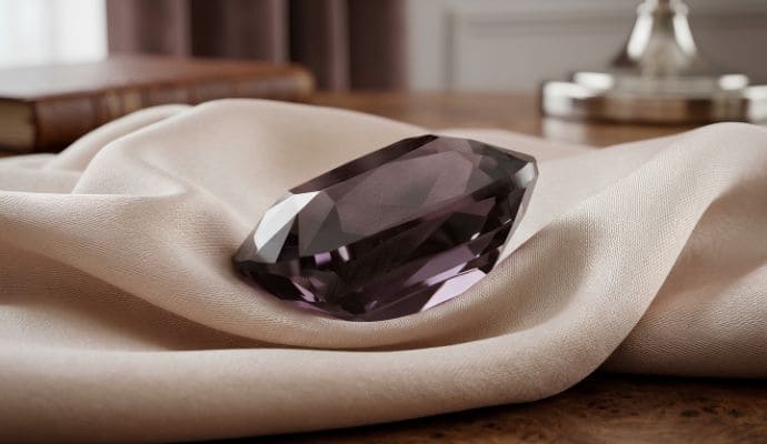 Elegant cushion-cut garnet loose gemstone displayed on premium satin fabric
