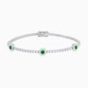 Lab Grown Diamond Tennis Bracelet With Emerald Centered Flower Clusters with lab grown diamonds in 14k solid gold