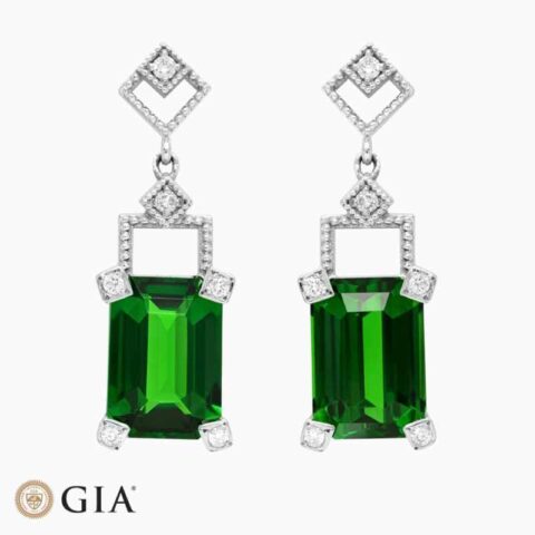 Tsavorite diamond earrings in 18K White Gold