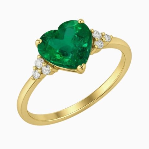 Natural Emerald heart ring