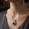 Tsavorite diamond pendant necklace with green gemstone