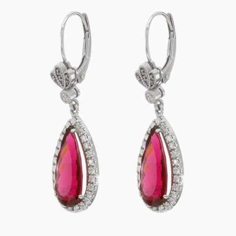 Rubellite diamond earrings