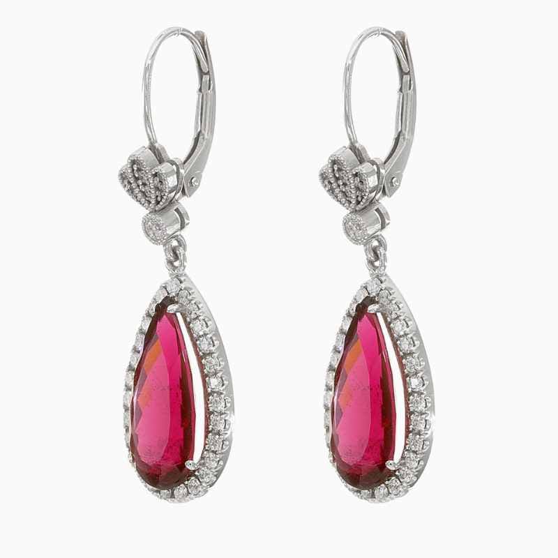 Rubellite diamond earrings