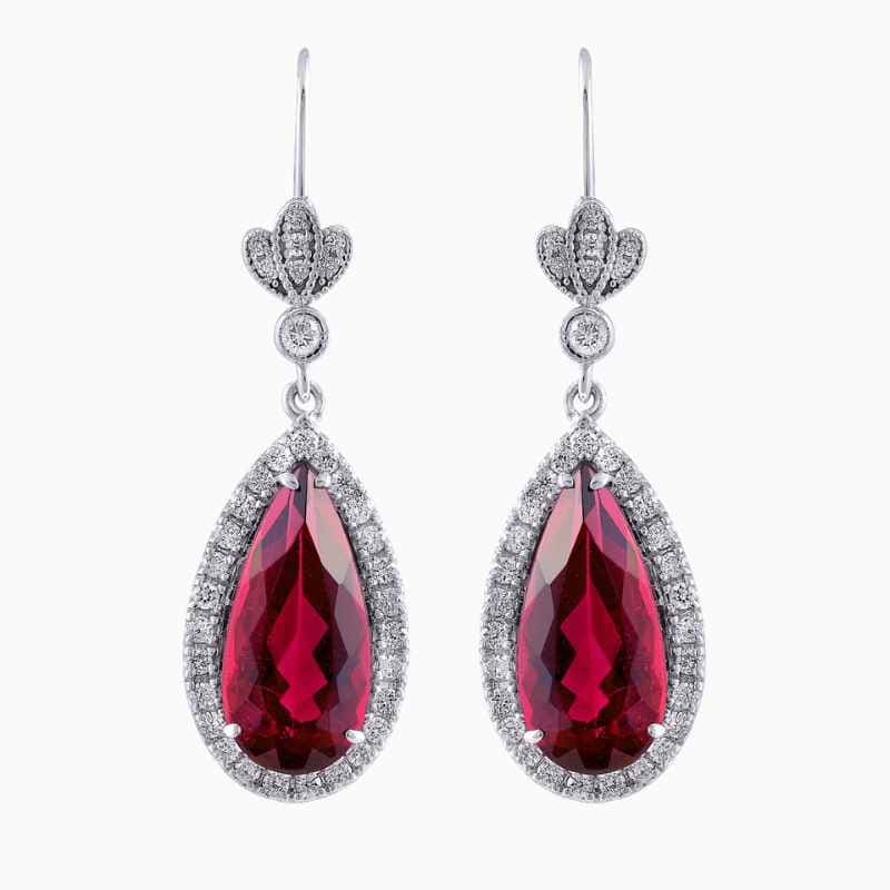 Rubellite diamond earrings in 18K White Gold