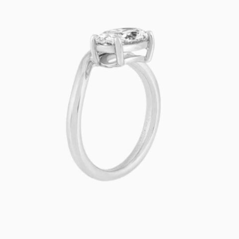 lab grown diamond oval ring silver side