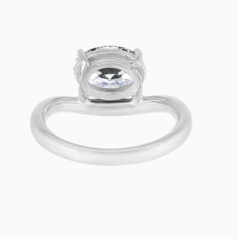 east west lab grown diamond oval ring silver