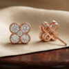 Flower Clover Beaded Lab Grown Diamond Stud Earring