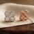 Flower Clover Beaded Lab Grown Diamond Stud Earring
