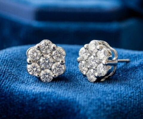 Flower Cluster Natural Diamond Earrings