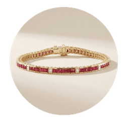 Ruby diamond tennis bracelet in yellow gold