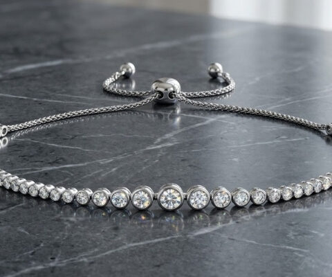 Graduated Bezel Set Bolo Lab Grown Diamond Bracelet