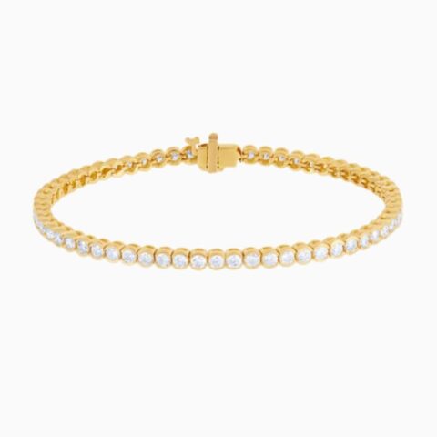 Half Bezel Set Natural Diamond Tennis Bracelet in 14k solid gold with natural diamonds