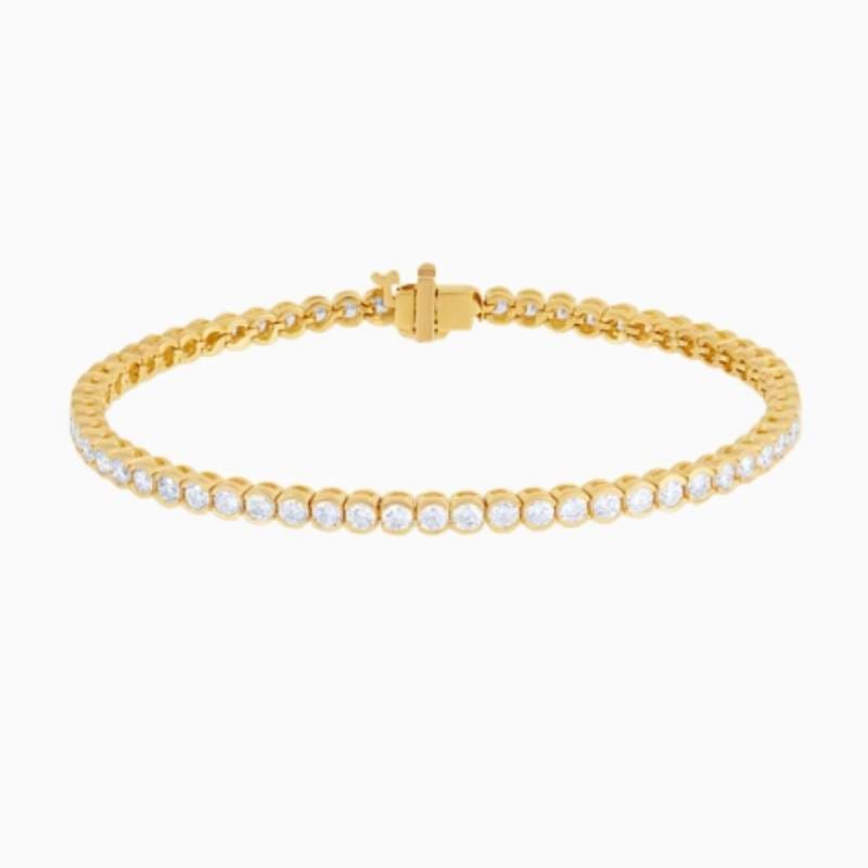 Half Bezel Set Lab Grown Diamond Tennis Bracelet with lab grown diamonds in 14k solid gold golden