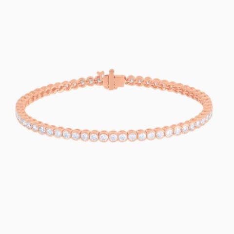 Half Bezel Set Lab Grown Diamond Tennis Bracelet with lab grown diamonds in 14k solid gold rose gold