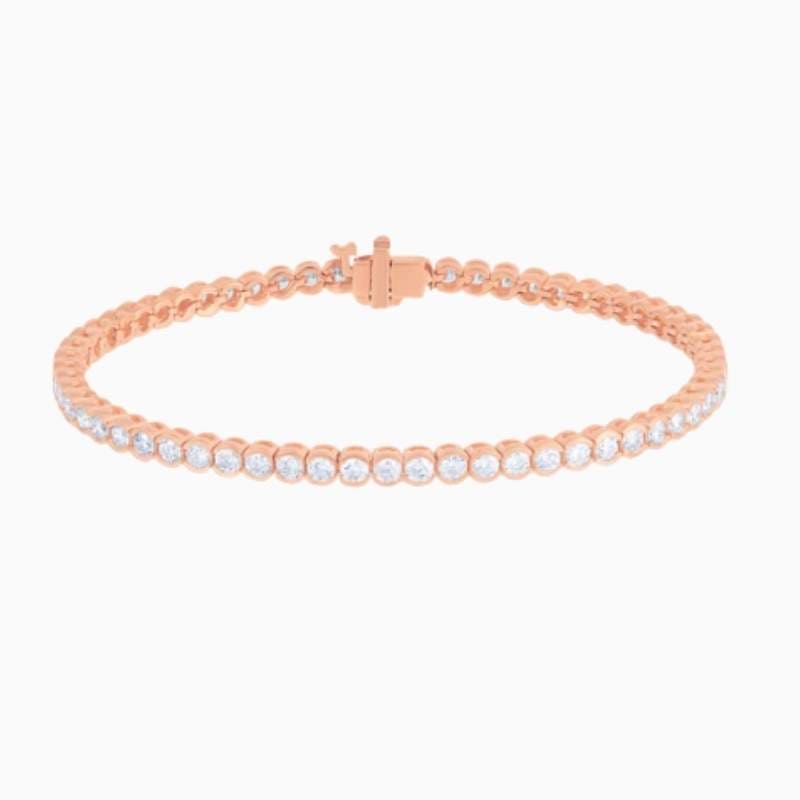 Half Bezel Set Lab Grown Diamond Tennis Bracelet with lab grown diamonds in 14k solid gold rose gold