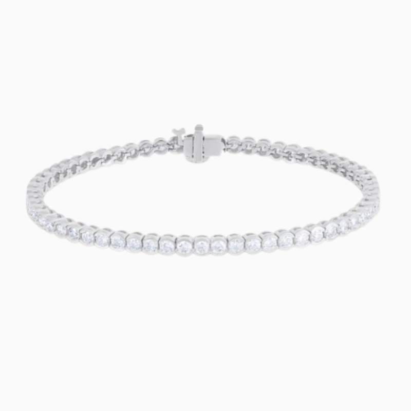 Half Bezel Set Lab Grown Diamond Tennis Bracelet with lab grown diamonds in 14k solid gold