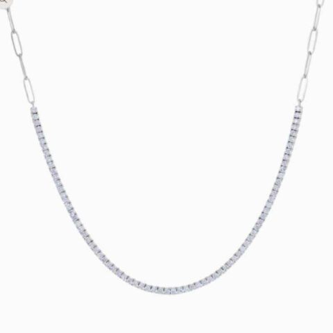 Half Paperclip And Natural Diamond Tennis