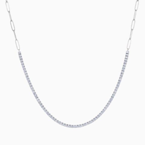 Half paperclip lab grown diamond tennis necklace 14K gold