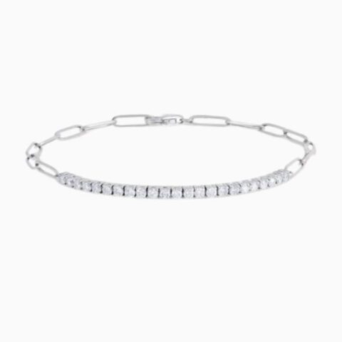 Half Paperclip And Lab Grown Diamond Tennis Bracelet with lab grown diamonds in 14k solid gold