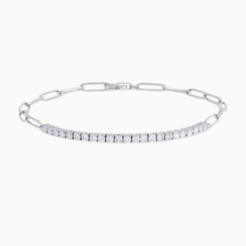 Half Paperclip And Lab Grown Diamond Tennis Bracelet with lab grown diamonds in 14k solid gold