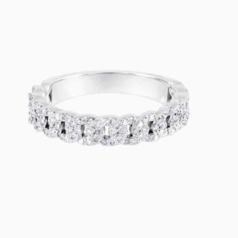 halfway cuban natural diamond ring silver