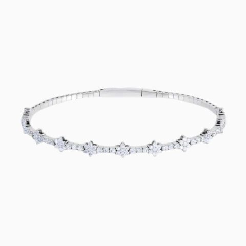 Halfway Flower Natural Diamond Flexible Bangle natural diamond jewelry