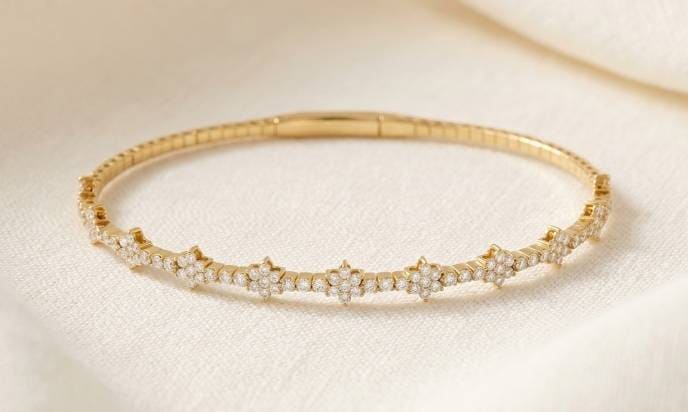 Gold Diamond Flower Bracelet
