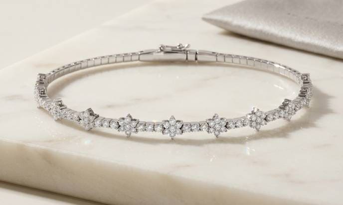 Diamond Flower Tennis Bracelet