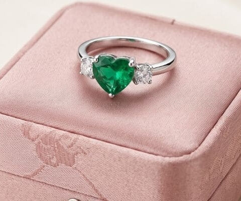 Heart Emerald Engagement Ring