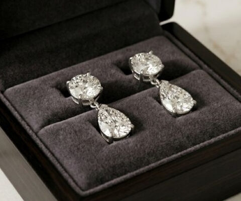 IGI Pear Shaped Lab Grown Diamond Drop Earrings