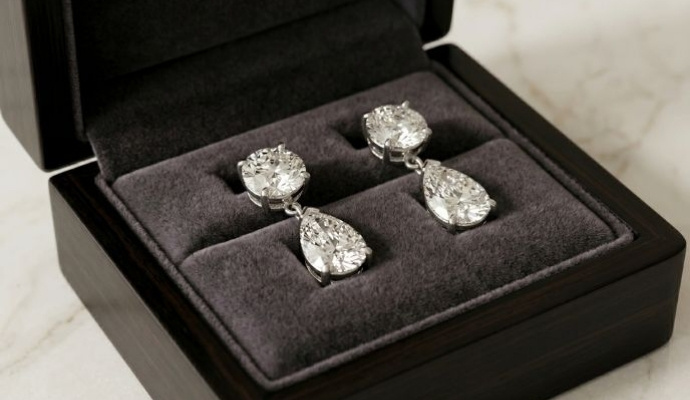 IGI Pear Shaped Lab Grown Diamond Drop Earrings