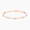 Two Row Beaded Flexible Bangle with Lab Grown Diamond Petite Flower Clusters