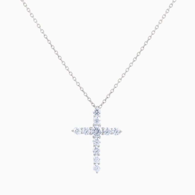 Lab grown diamond cross pendant necklace 14K gold