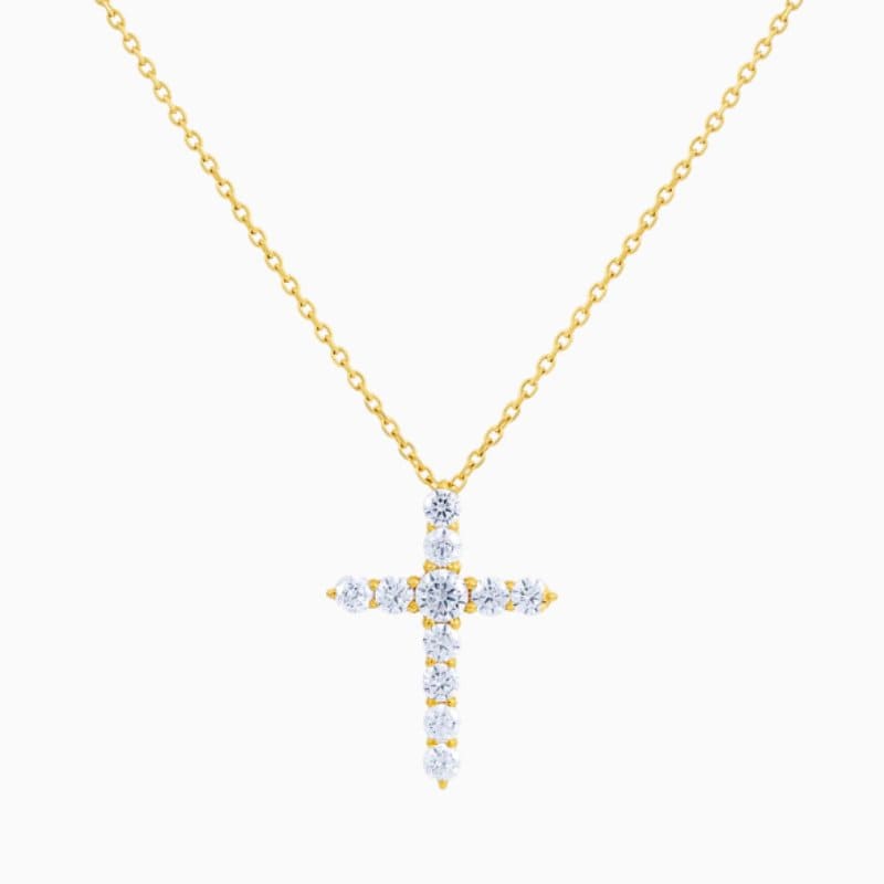 Lab grown diamond cross pendant necklace 14K gold