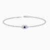 Lab Grown Diamond Evil Eye With Natural Sapphire Flexible Beaded Flower Bangle with lab grown diamonds in 14k solid gold