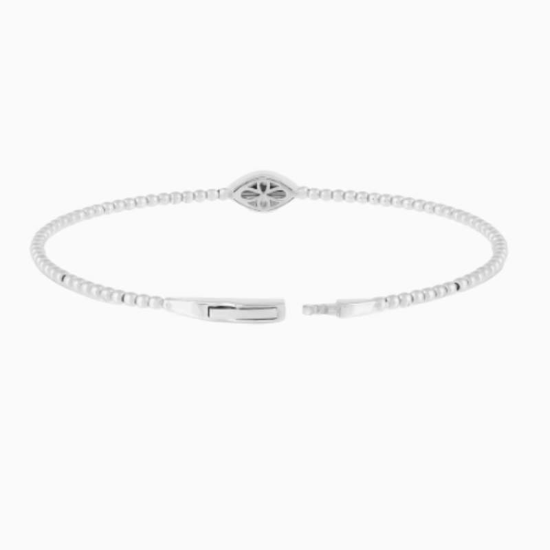 evil eye with natural sapphire flexible beaded flower bangle silver