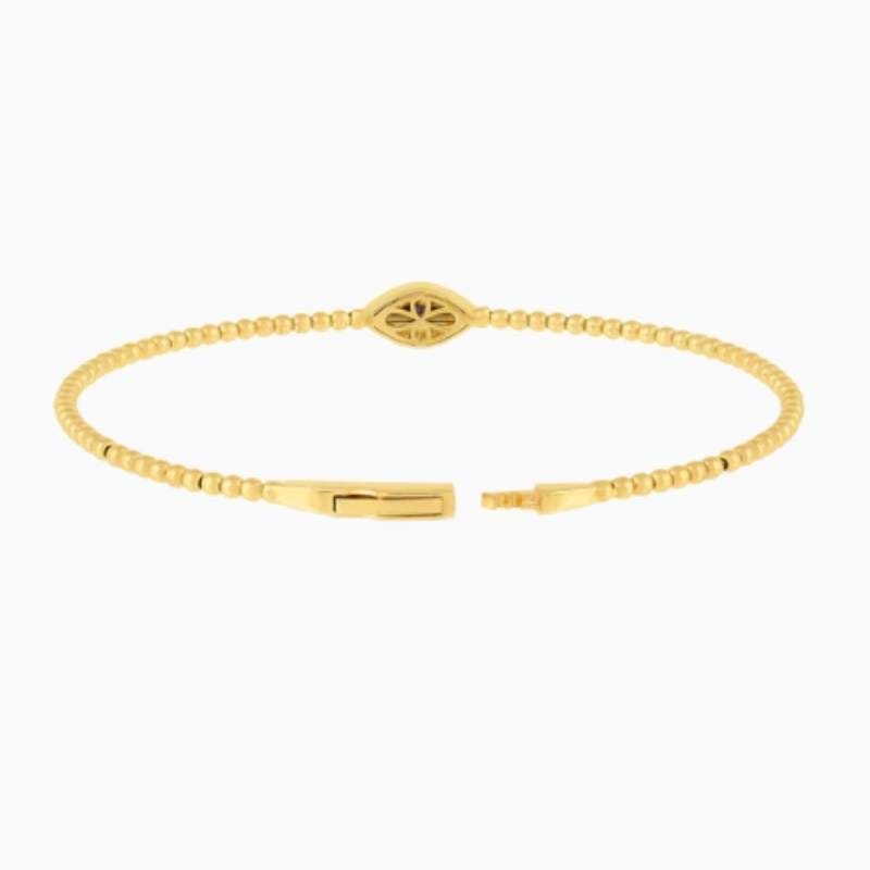 evil eye with natural sapphire flexible beaded flower bangle golden side