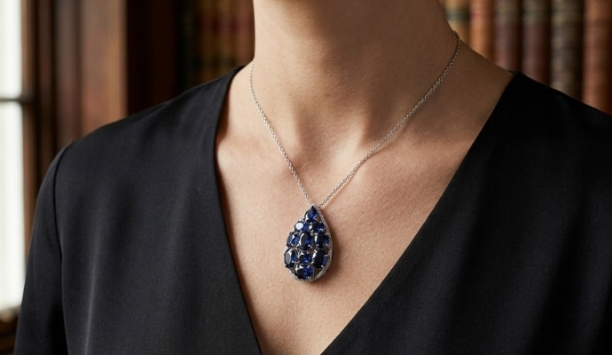 Majestic Blue Sapphire Diamond Pendant