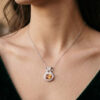 Mandarin Garnet Diamond Gold Pendant