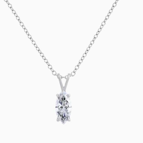 IGI Certified Solitaire Lab Grown Diamond Marquise Cut Pendant Necklace