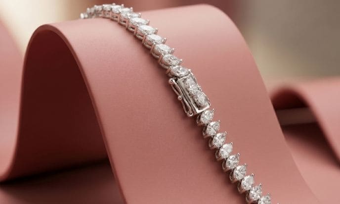 Marquise illusion natural diamond tennis bracelet in white gold