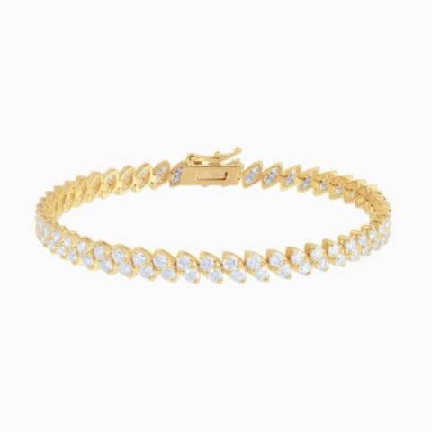 Marquise Shaped Illusion Lab Grown Diamond Tennis Bracelet with lab grown diamonds in 14k solid gold golden