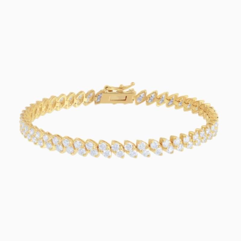 Marquise Shaped Illusion Lab Grown Diamond Tennis Bracelet with lab grown diamonds in 14k solid gold golden