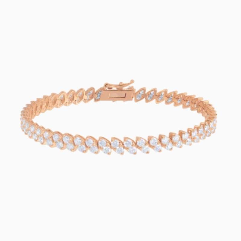 Marquise Shaped Illusion Lab Grown Diamond Tennis Bracelet with lab grown diamonds in 14k solid gold rose gold
