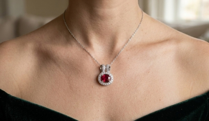 Midnight Spinel Diamond Gold Pendant