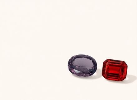 Loose purple spinel and red garnet gemstones