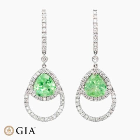 Paraiba Tourmaline diamond earrings in 18K White Gold