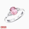 Natural Padparadscha Sapphire oval ring