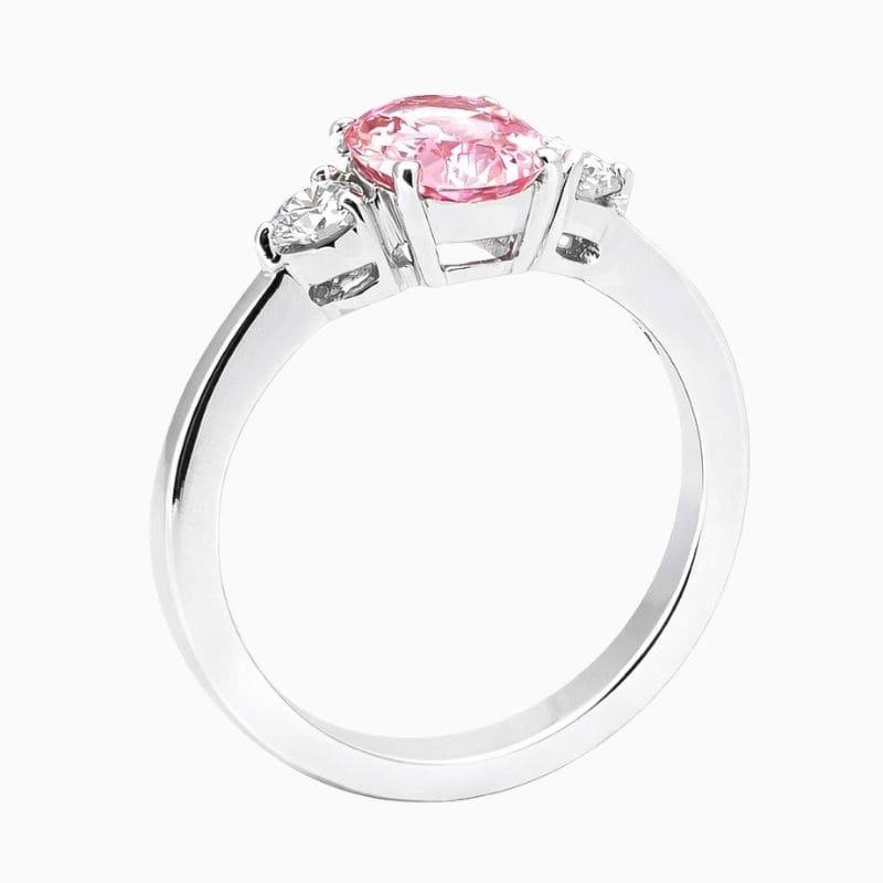 Natural Padparadscha Sapphire oval ring